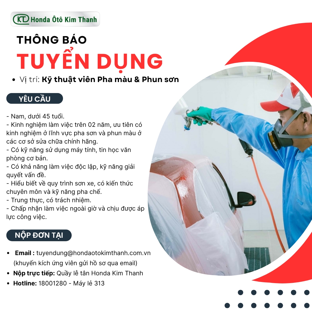 TUYỂN DỤNG KTS PHA MÀU & PHUN SƠN