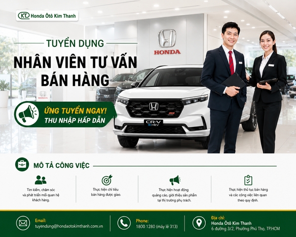 TUYỂN DỤNG NHÂN VIÊN KINH DOANH Ô TÔ